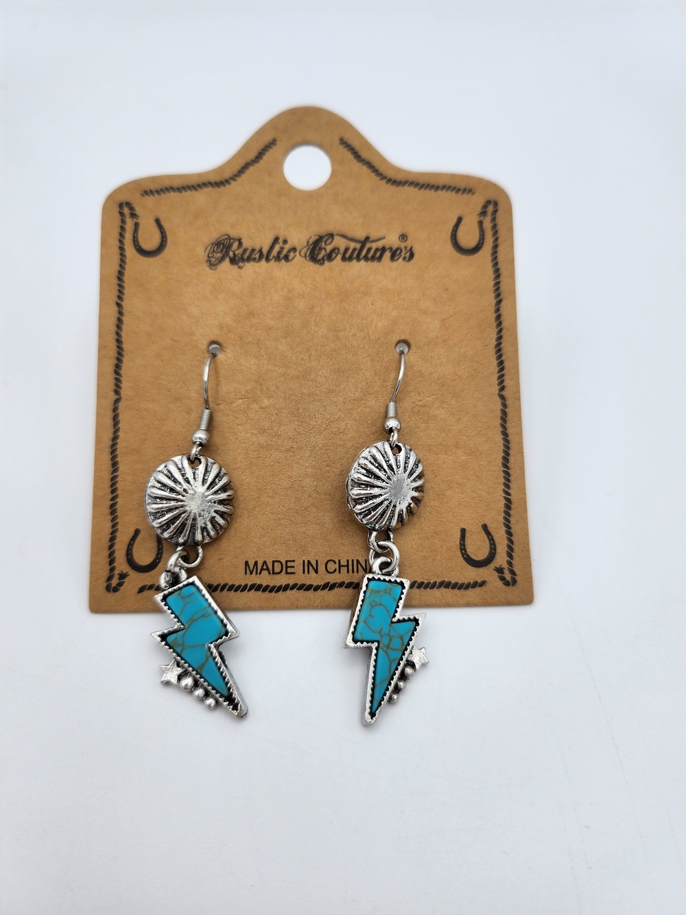 Rustic Couture Turquoise Lightning Drop Earrings